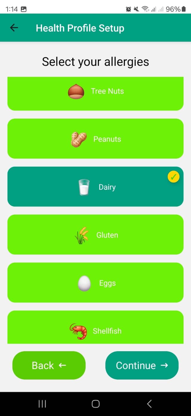 Allergen Detection - App Screenshot